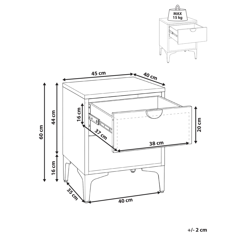 Comodino in acciaio beige chiaro mobile contenitore per l'ufficio domestico con 2 cassetti design industriale mobile contenitore