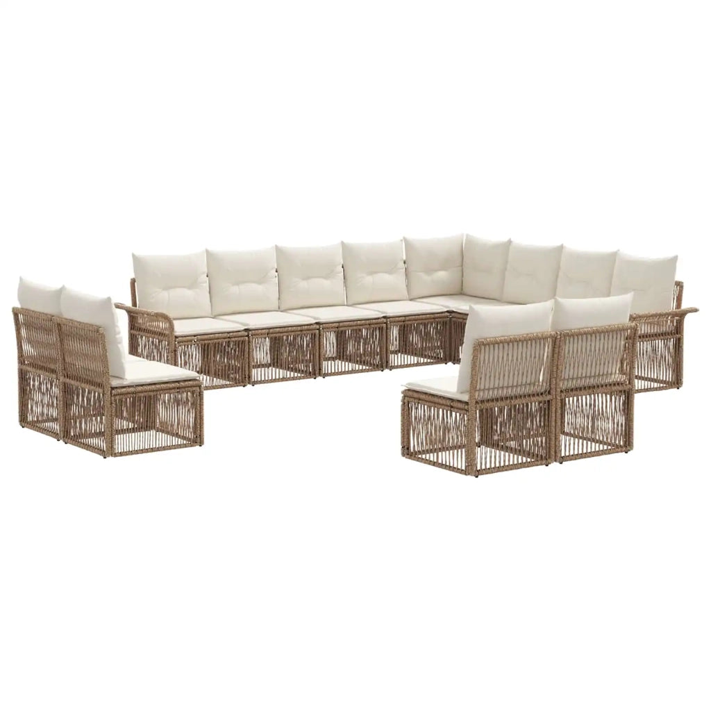 Set Divano da Giardino 12 pcs Beige polyrattan 3434988