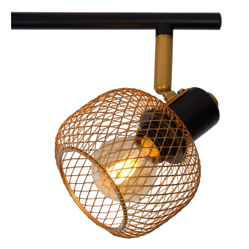 Plafoniera loft 4 faretti nero-oro 76cm Lucide Maren