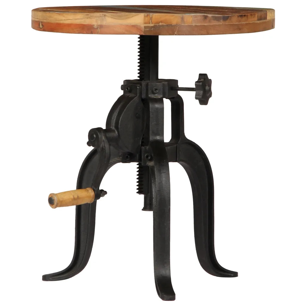 Tavolino-Tavolino da soggiorno-Tavolo 45x(45-62) cm in Legno Massello di Recupero e Ghisa