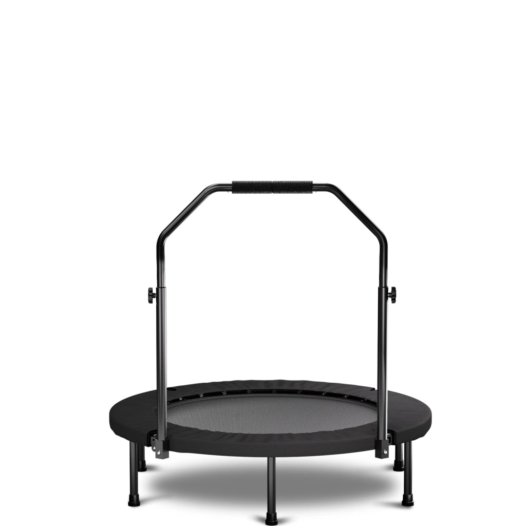 TRAMPOLINO FITNESS 101 cm Pieghevole Nero in Acciaio con Maniglia Regolabile
