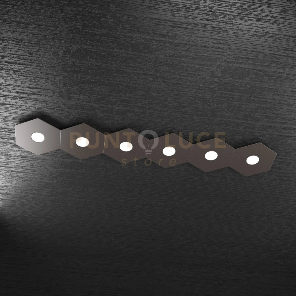 HEXAGON APPLIQUE-PLAFONIERA 6 LUCI MARRONE 1142-6L-MA
