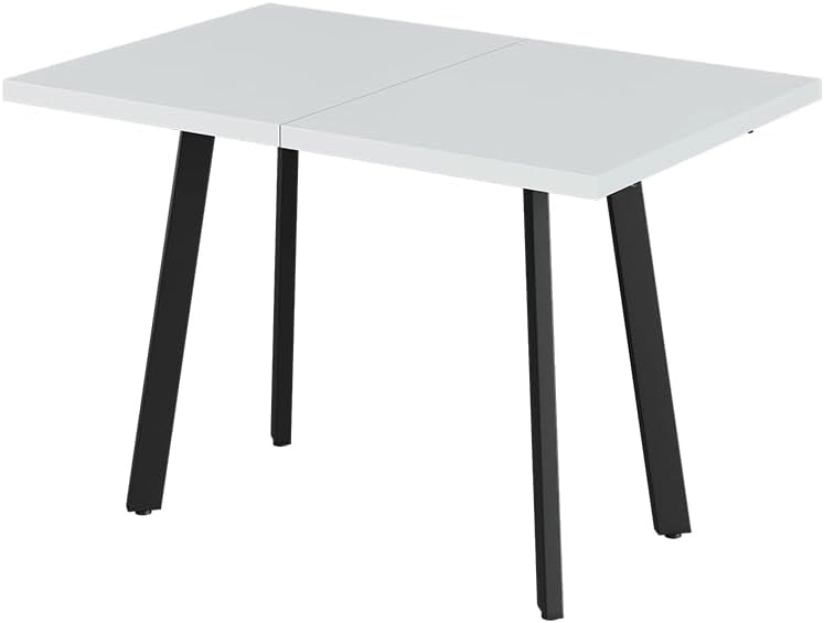 tavolo da pranzo allungabile Tisko, Bianco/Grigio, 160 x 80 cm con piano d'appoggio allungabile, estendibile fino a 160 cm con prolunga integrata