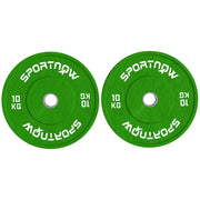Set 2 Dischi Pesi da 10kg in Gomma con Foro da 2"/5 cm per Manubri e Bilancieri Verde