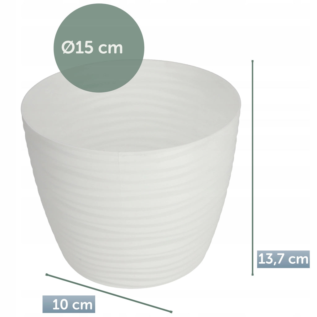 Vaso da fiori KADAX rotondo da 15 cm in plastica bianca