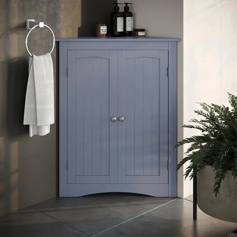 mobiletto bagno Bianco, Grigio, 56 x 80 cm con 2 porte