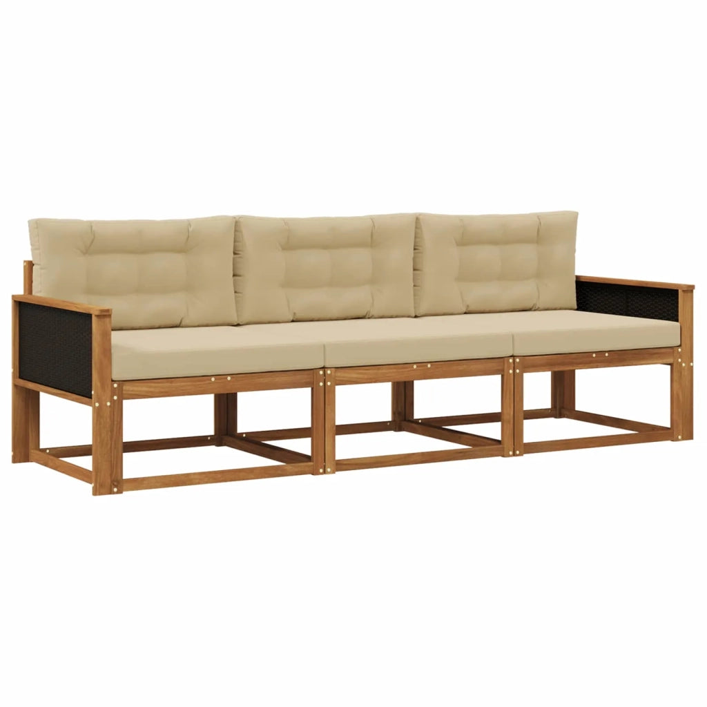 Set di divani da esterno 3 pz Naturale e Beige 3382296
