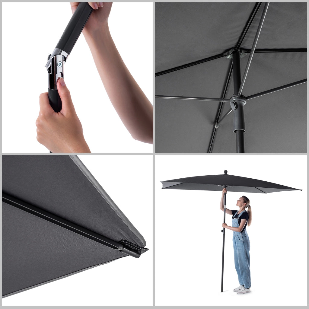 Ombrellone da giardino grande KADAX 210 cm, pieghevole, per balcone, con copertura rettangolare
