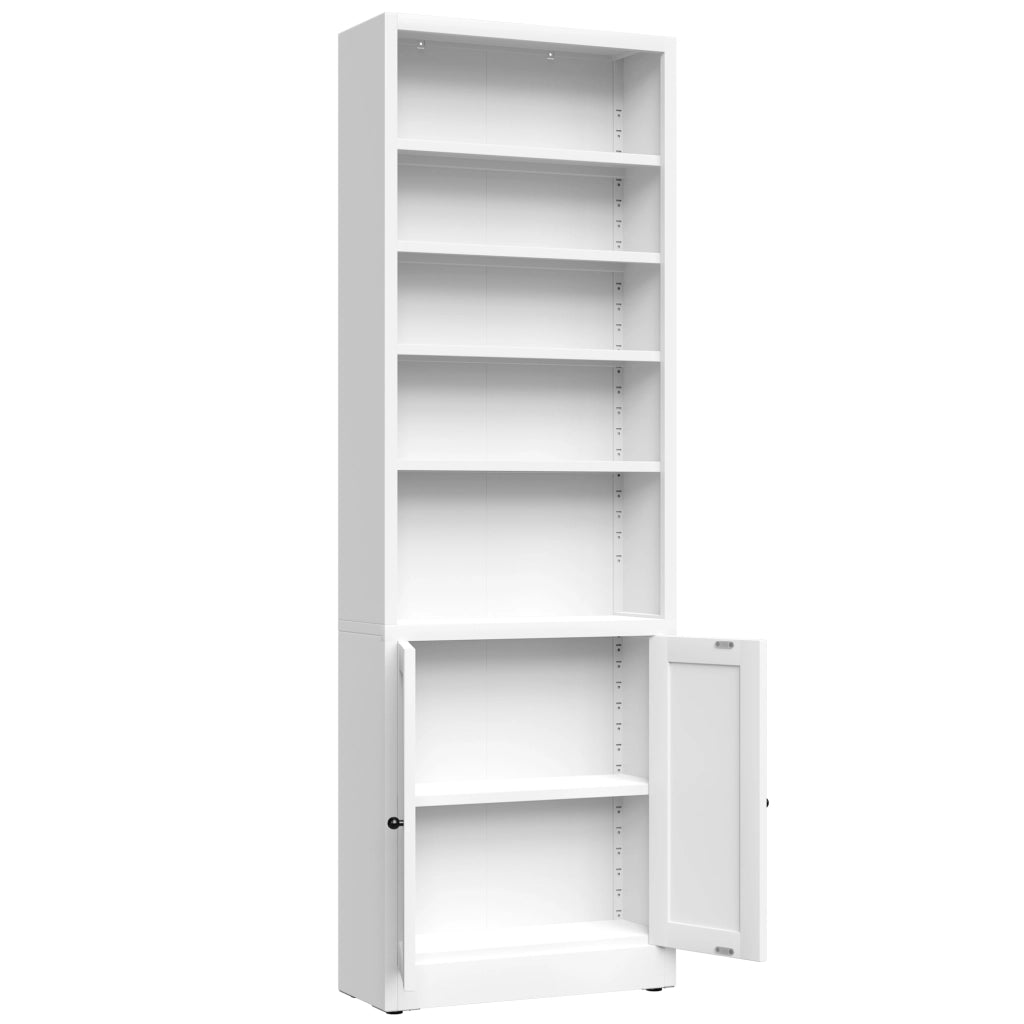 LIBRERIA CON PORTA E RIPIANI REGOLABILI 180,34 x 60 x 23,4 cm METALLO BIANCO