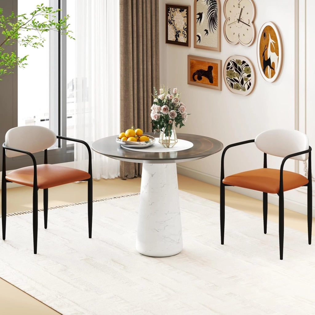 Set di 2 sedie da sala da pranzo, sedie da cucina in similpelle, schienale e seduta imbottita, struttura in metallo resistente, poltrone moderne per cucina, soggiorno, ufficio