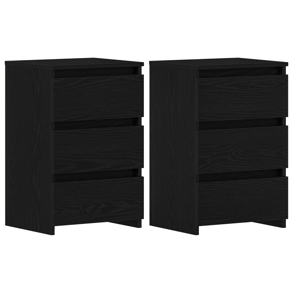 Comodini 2 pz Nero Rovere 40x35x62,5 cm Legno ingegnerizzato