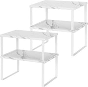 Organizzatore da cucina set da 4 - Espandibile e sovrapponibile - Flaconi di spezie - Scatole - Tazze - Bianco e texture