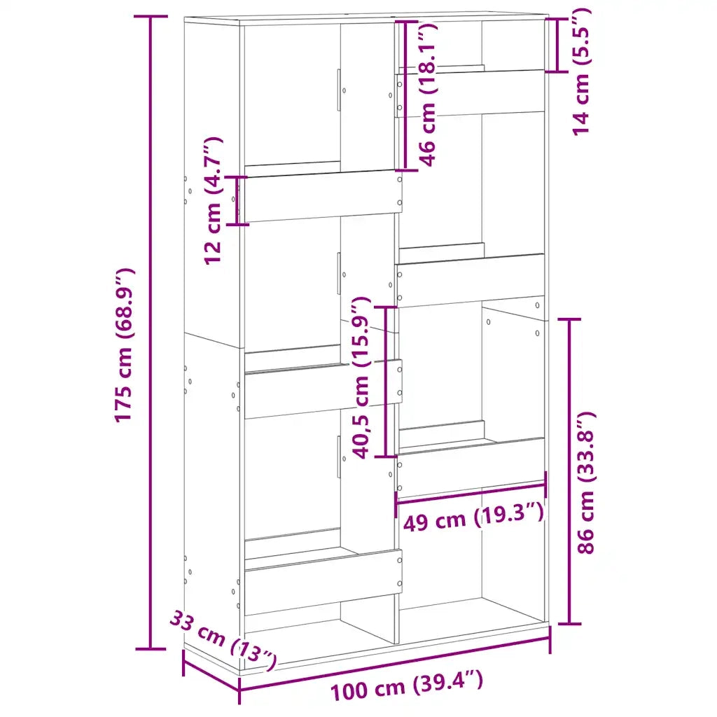 vidaXL Libreria Rovere Sonoma 100x33x175 cm in Legno Multistrato