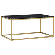 Tavolino da Caffè Nero Effetto Marmo Gambe in Metallo dorato 100 x 60 cm Rettangolare Industrial Glam