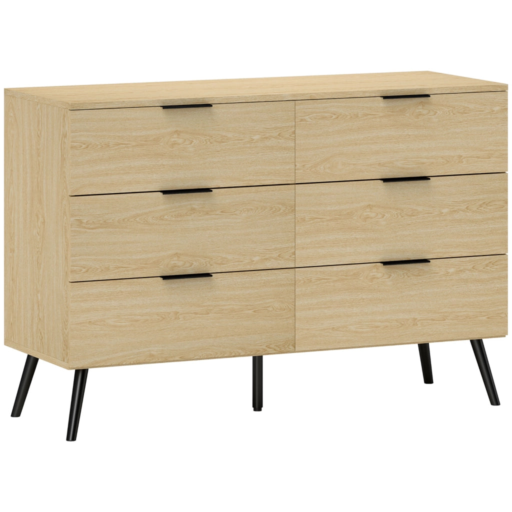 Cassettiera 6 Cassetti in Legno per Camera da Letto e Ingresso, 110x40x75cm, Rovere