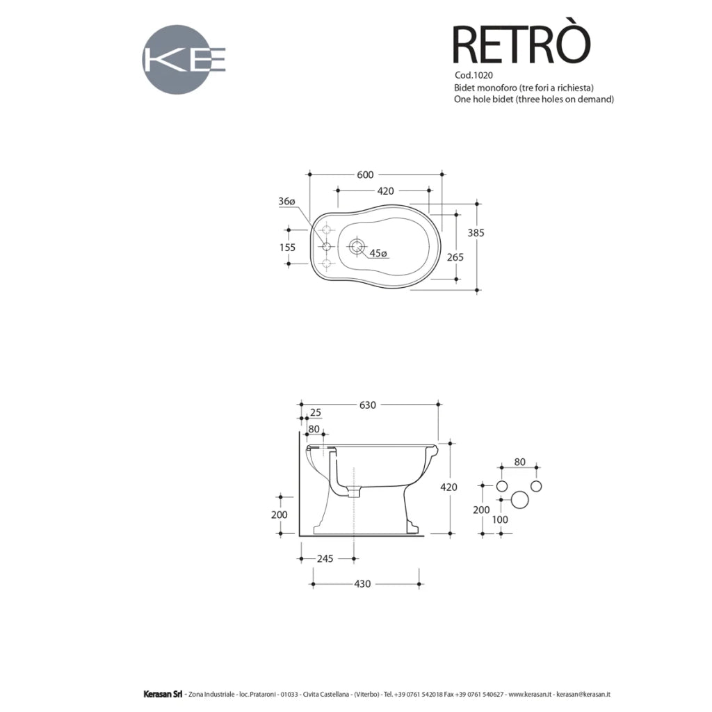 Bidet Da Terra Tradizionale Bianco Lucido "Retrò"