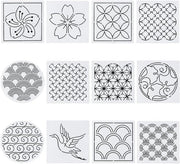 Set di 12 stencilli in plastica per Sashiko - Stencil per cucito a mano - Disegni in stile giapponese - Cucito a mano - 2,5 mm di spessore