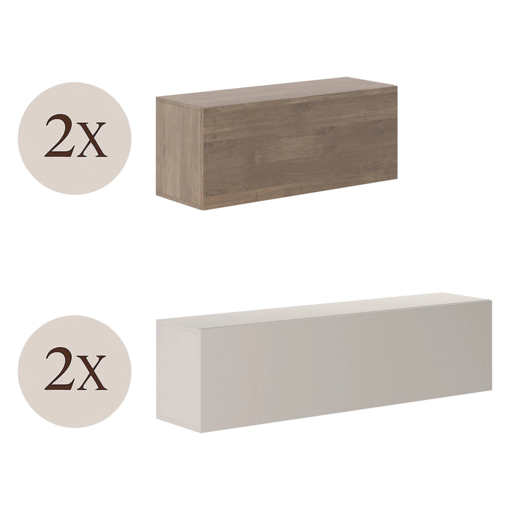 Mobile Soggiorno Suisio, Parete Attrezzata 4 Ripiani, Beige