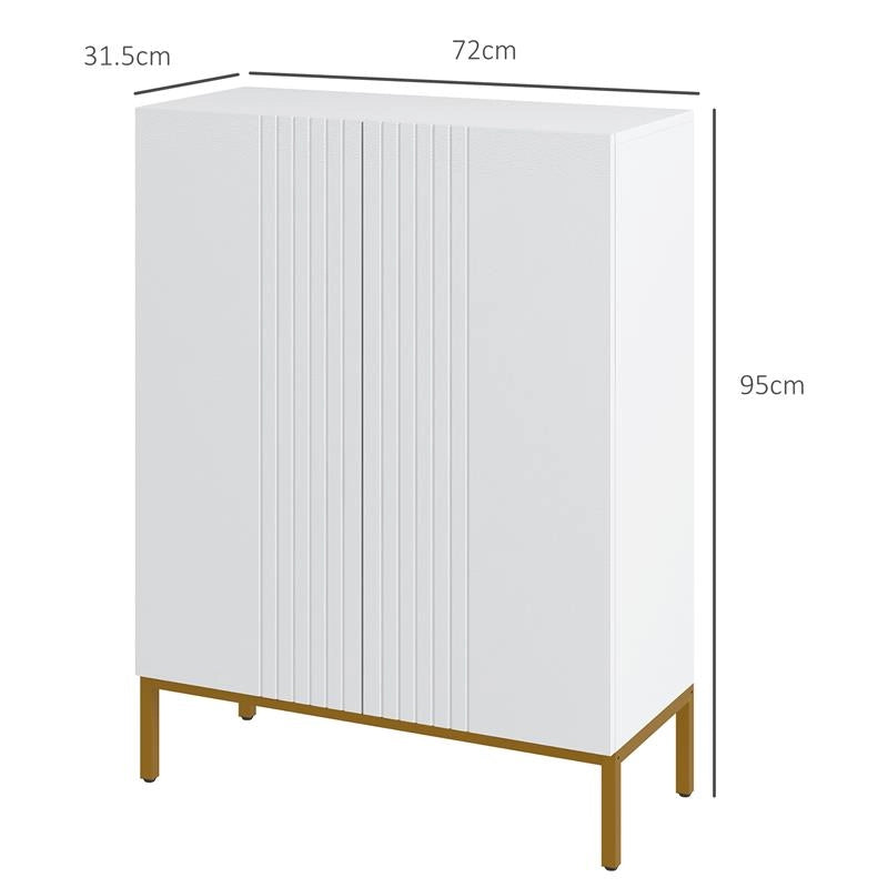 MOBILE SCARPIERA PER 15-20 PAIA DI SCARPE, RIPIANI REGOLABILI E CHIUSURA AMMORTIZZATA, BIANCO 72L X 31.5P X 95A CM