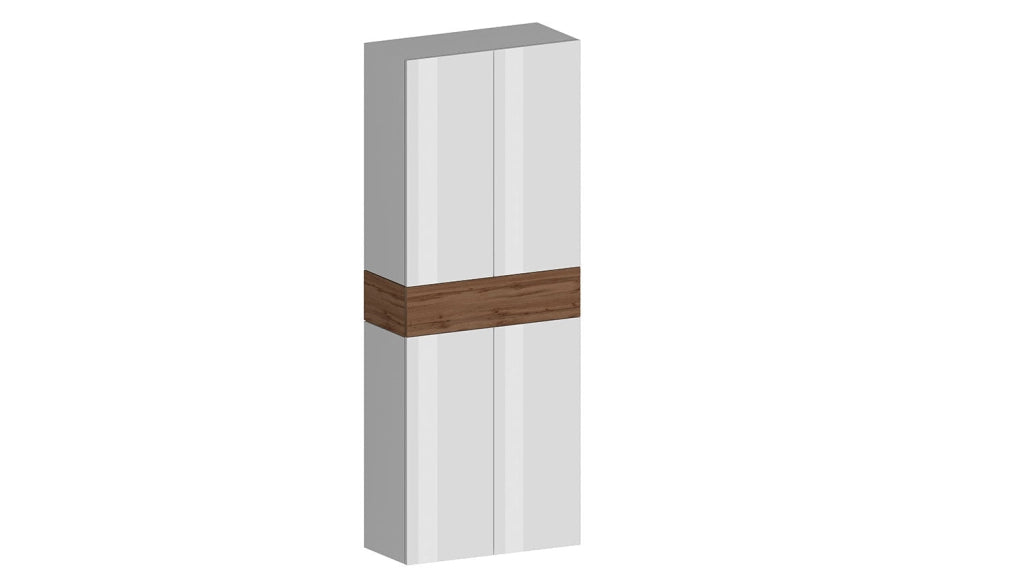 Armadio Scarpiera 4 Ante e 1 Ripiano a Ribalta 76x35x200 cm Savona 4A 1R Bianco Opaco/Rovere Wotan