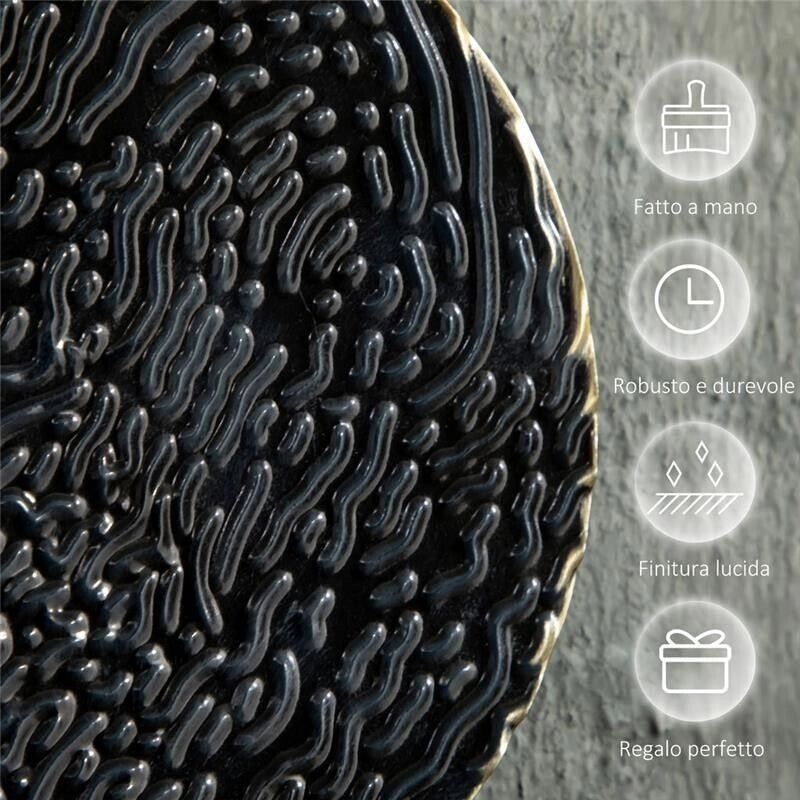 DECORAZIONE MURALE IN METALLO 3D WALL ART A CERCHI 133X66CM BLU NERO E ORO