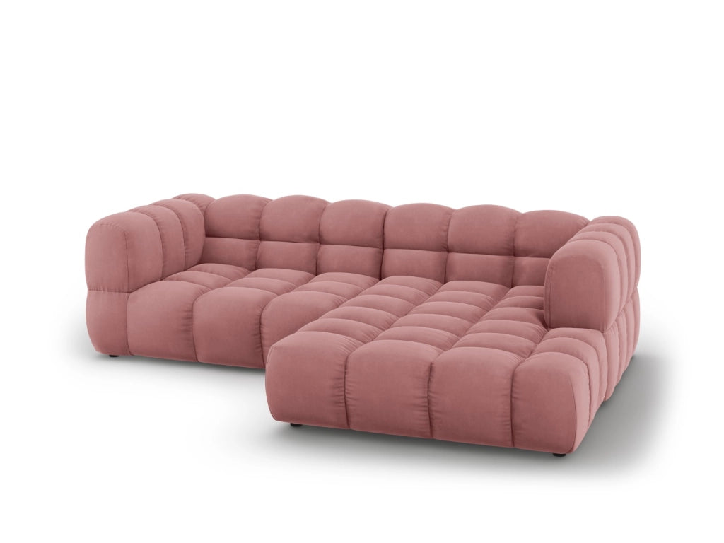 Cosmopolitan Design - Divano angolare modulare destro "Sky" 3 posti in velluto salmone 