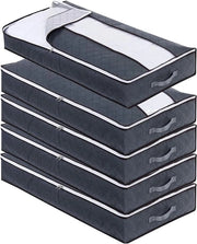 Compartimento sotto letto da 90 litri - Borsa pieghevole per la conservazione sotto il letto - Conservazione di abbigliamento per coperte e cuscini (set da 5)