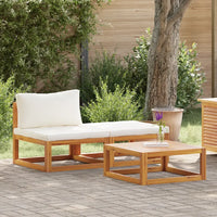 Set Divani da Giardino 3 pz con Cuscini Crema in Legno Acacia 311855