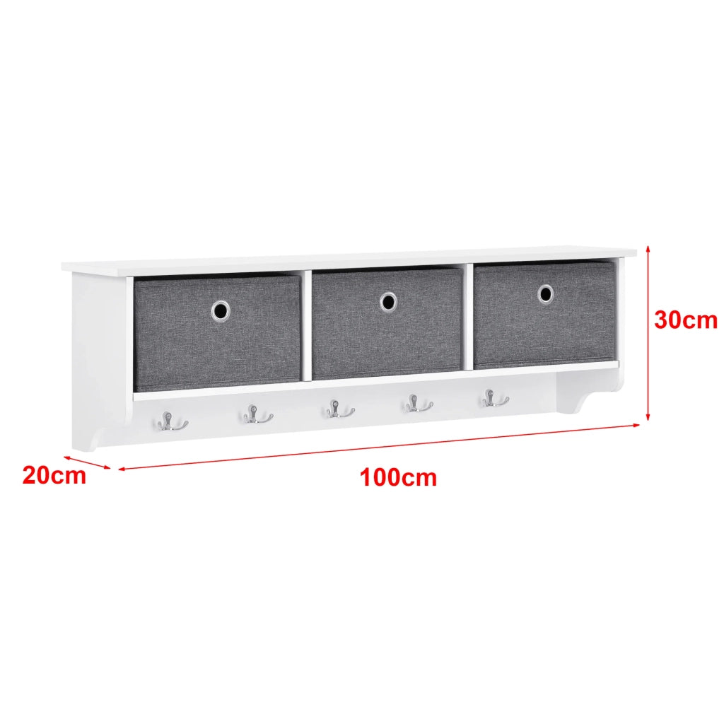 Appendiabiti da parete 30 x 100 x 20 cm bianco grigio argento 03_0008181