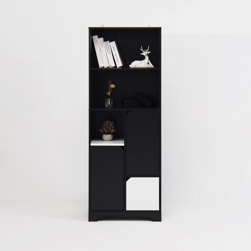Libreria Multifunzionale con Ante, Cassetti e Ripiani ¨C MINIMAL ¨C Nero e Bianco, Stile Moderno, Soggiorno Ufficio