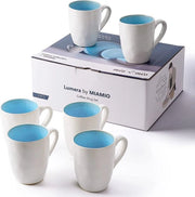 Set di tazze da caffè in ceramica 6 x 350 ml, servizio da tavola a mano, collezione Lumera (blu)