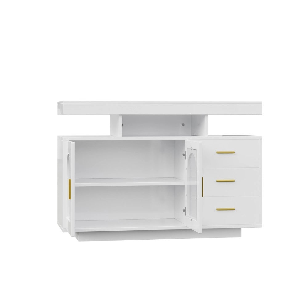 Credenza Buffet con Luci LED 16 Colori ¨C MINIMAL ¨C Bianco Lucido 120 cm