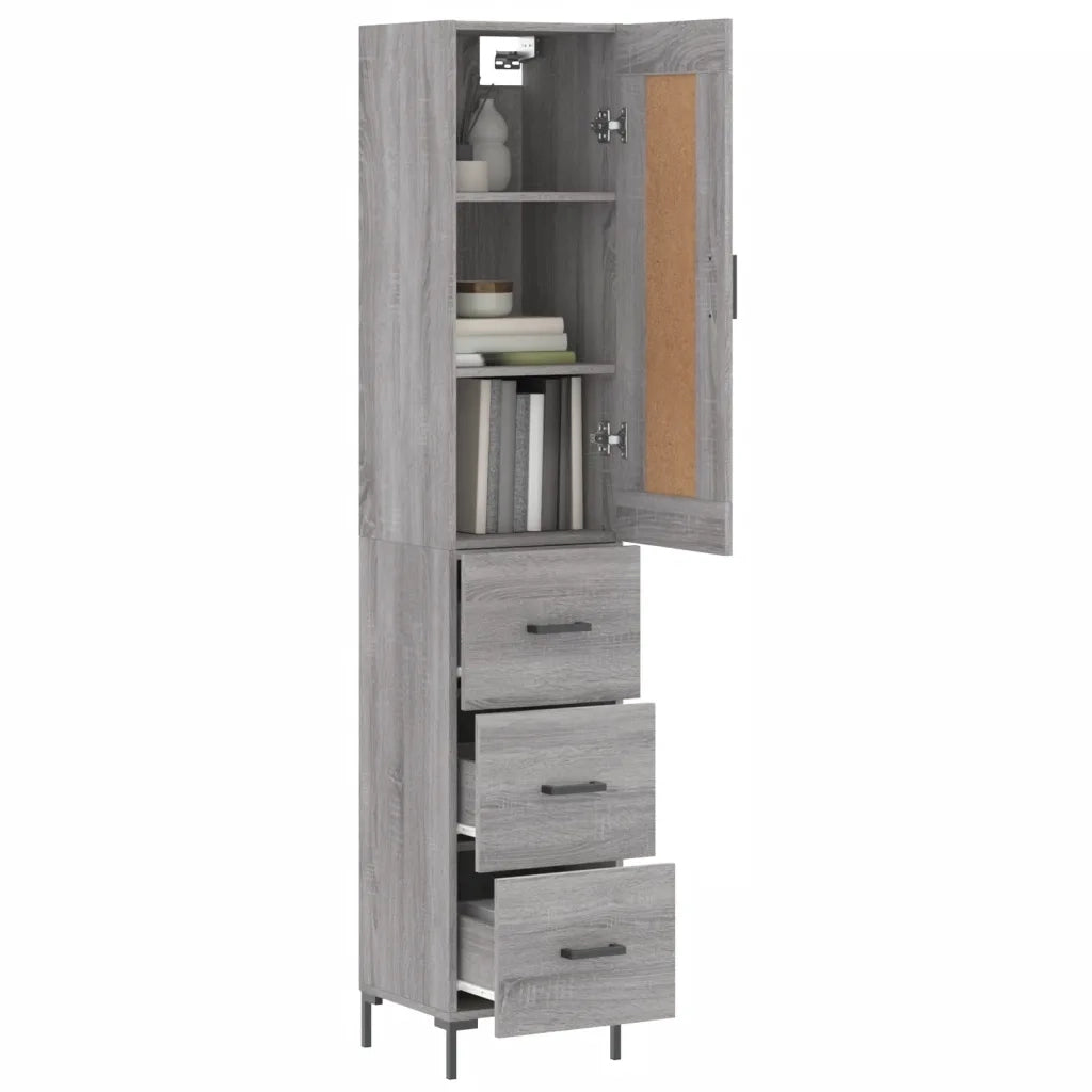 Credenza-Buffet-Armadio da cucina Grigio Sonoma 34,5x34x180 cm in Legno Multistrato 480501