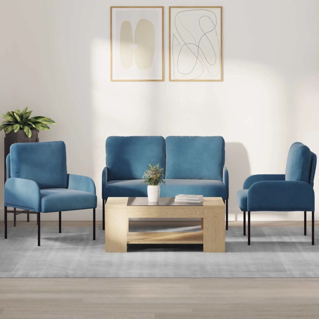 Set divani 3 pcs Blu 115 x 56 x 80 cm Legno compensato 3406216