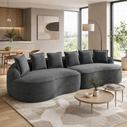 Divano modulare in chenille grigio 320x114x67 cm; senza montaggio; seduta profonda
