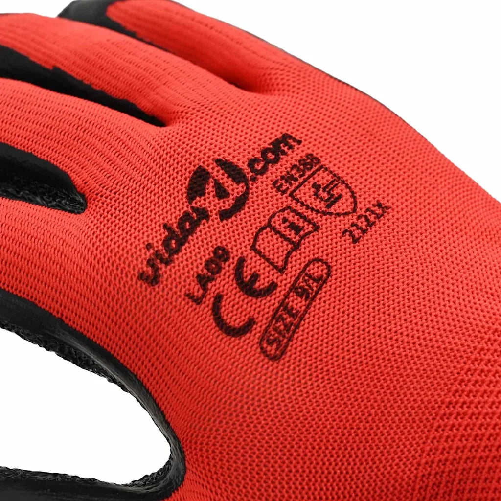 Guanti da Lavoro 24 pz Rosso e Nero 9 / l CFW7525897