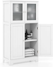 Armadietto da bagno, 60 x 30 x 109 cm, armadietto da bagno con 4 ante e ripiano regolabile, per bagno, cucina e soggiorno (bianco, modello A)