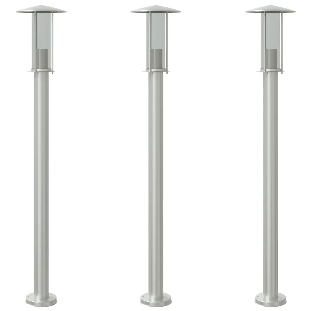 Lampade da Terra per Esterni 3 pz Argento 100cm in Acciaio Inox CFW3623105