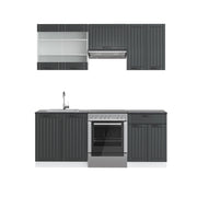 Cucina componibile Fame-Line Antracite rustico/Bianco 200 cm, PL Antracite Vicco