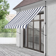 Tenda da Sole a Muro con Pali di Supporto Telescopici Parasole 200 x 120 cm (LxP) Blu Scuro/Bianco pro.tec
