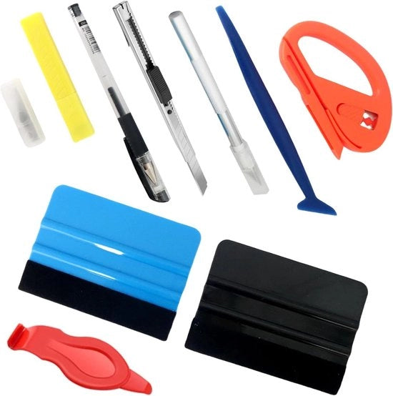 Kit di applicazione per pellicola - Autoset con pellicola colorata - Trasformatore e tagliatrice di pellicola - 10 lame - Utensile manuale per avvolgimento auto - Precisiemes per artigianato