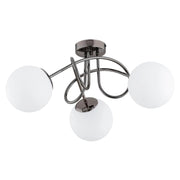 Plafoniera Alfa Banko cromo scuro 3 globi bianchi E14 10W