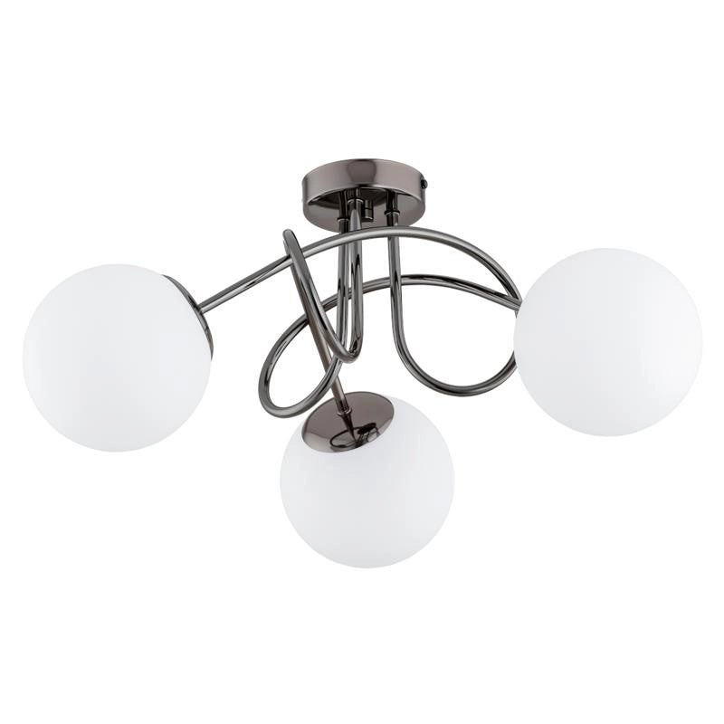 Plafoniera Alfa Banko cromo scuro 3 globi bianchi E14 10W