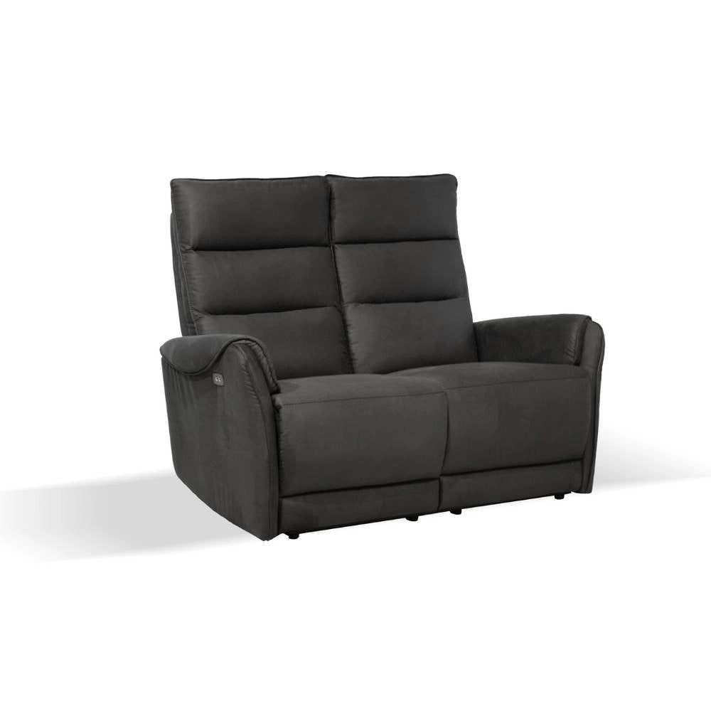Divano 2 posti 2 recliner elettrici effetto nabuk Thun colore grigio