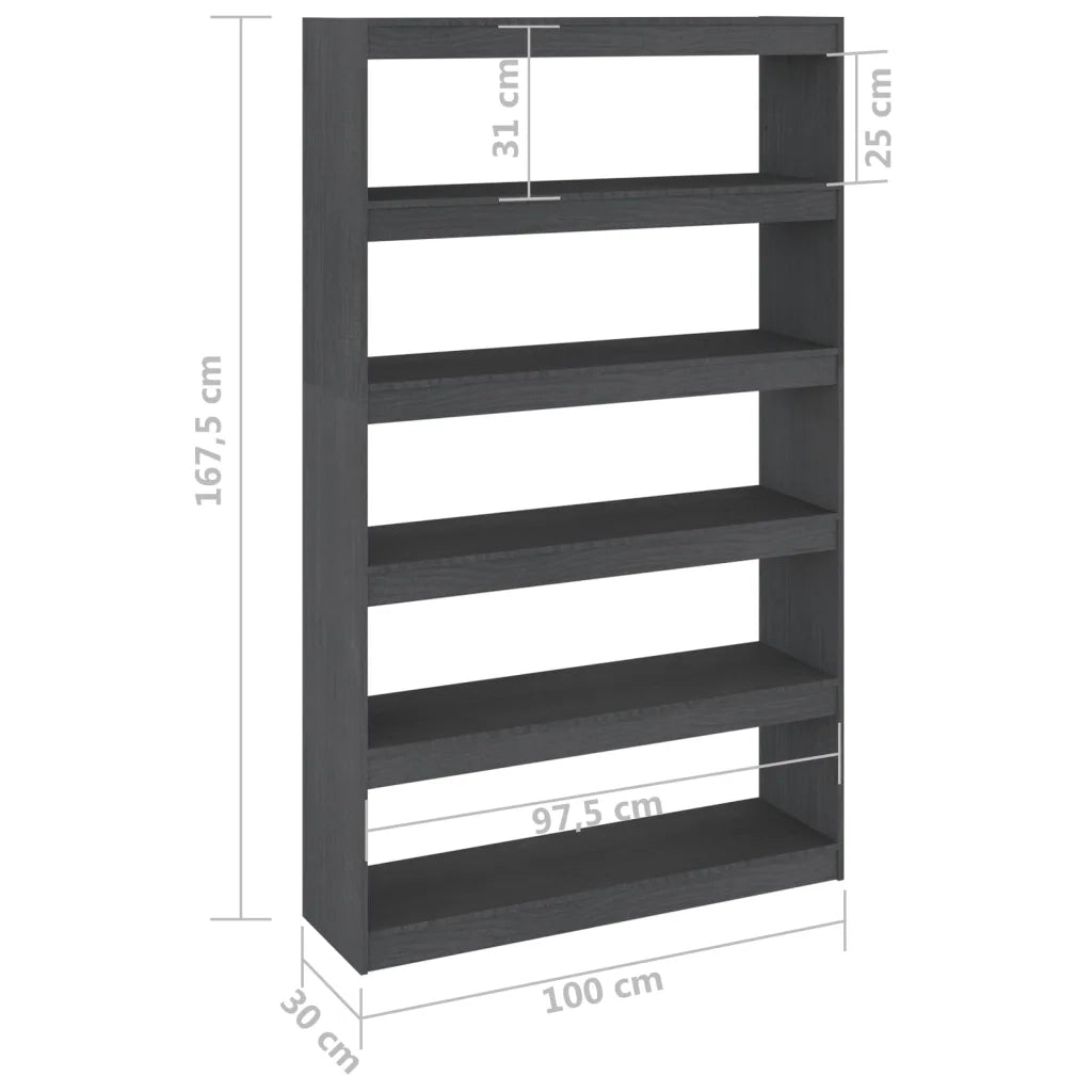Libreria/Divisorio Grigio 100x30x167,5 cm in Massello di Pino 808225