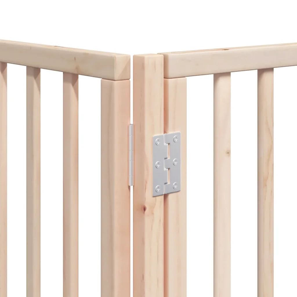 Cancello per Cani con Porta Pieghevole 9 Pannelli 450 cm Pioppo CFW9245727
