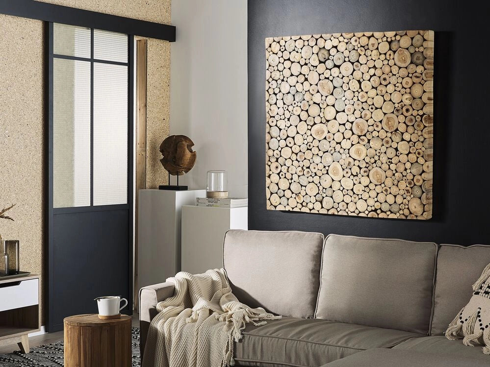 Decorazione da parete in marrone chiaro con in teak Decorazione per la casa