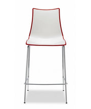 SET 2 SGABELLI ZEBRA BICOLORE H 65 con scocca in POLIMERO e struttura in ACCIAIO CROMATO MADE IN ITALY COLORATI