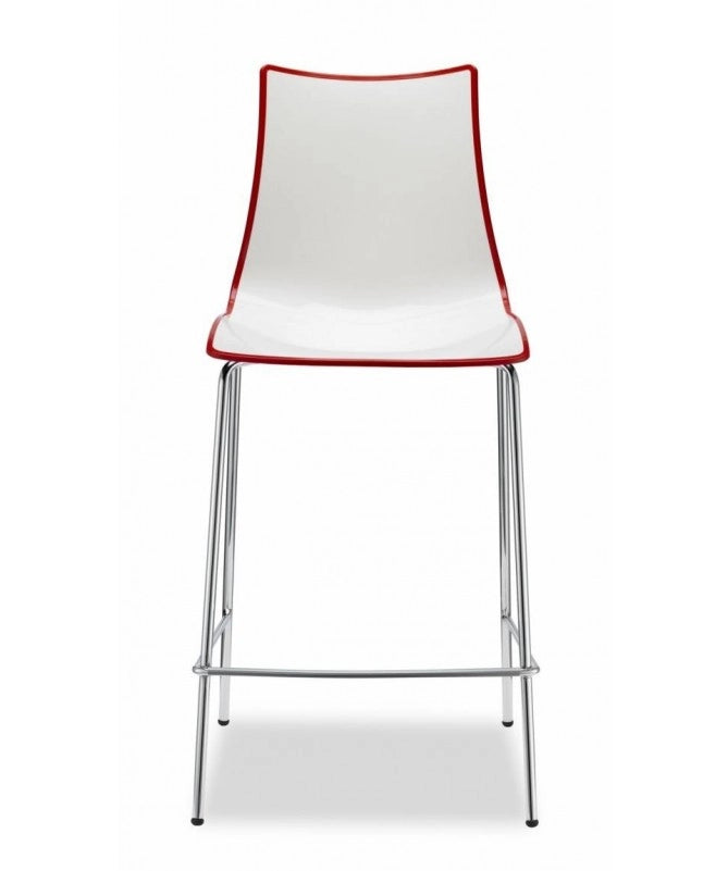 SET 2 SGABELLI ZEBRA BICOLORE H 65 con scocca in POLIMERO e struttura in ACCIAIO CROMATO MADE IN ITALY COLORATI