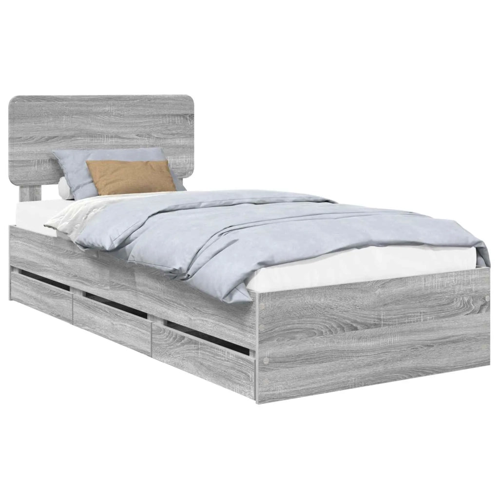 Struttura del letto con cassetto Sonoma grigia 90 x 200 cm 3412225